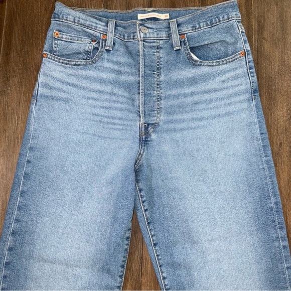 LEVI'S HIGH WAISTED RIBCAGE STRAIGHT ANKLE BLUE JEANS Sz 30 - Picture 9 of 11
